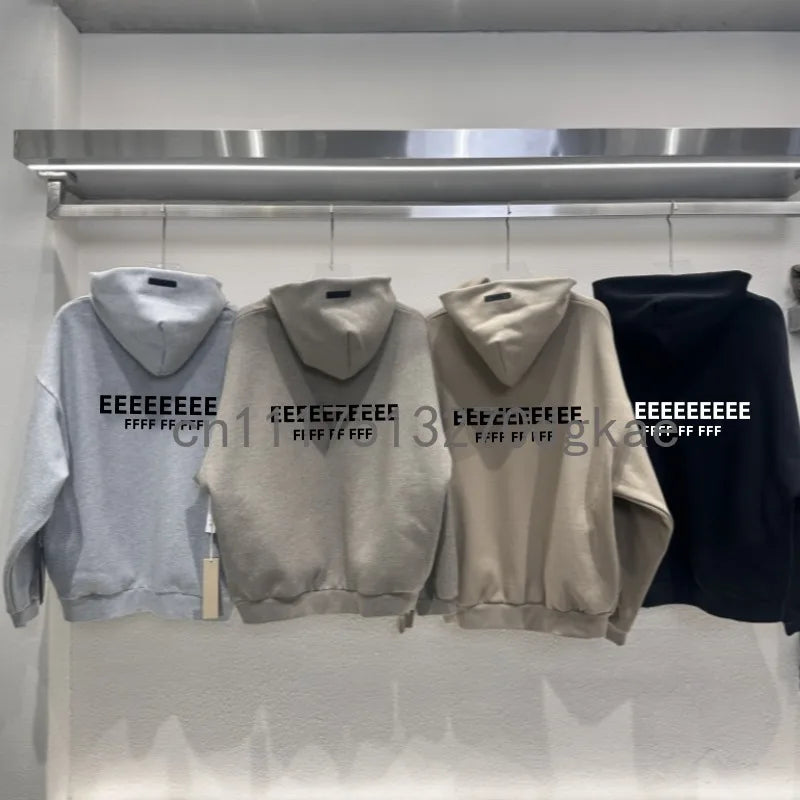 25SS Men's Oversized Hoodies Jogging Set Luxury Design Front and Rear 3D Silicone Letter Hoodie High Street Couple Coat Suit