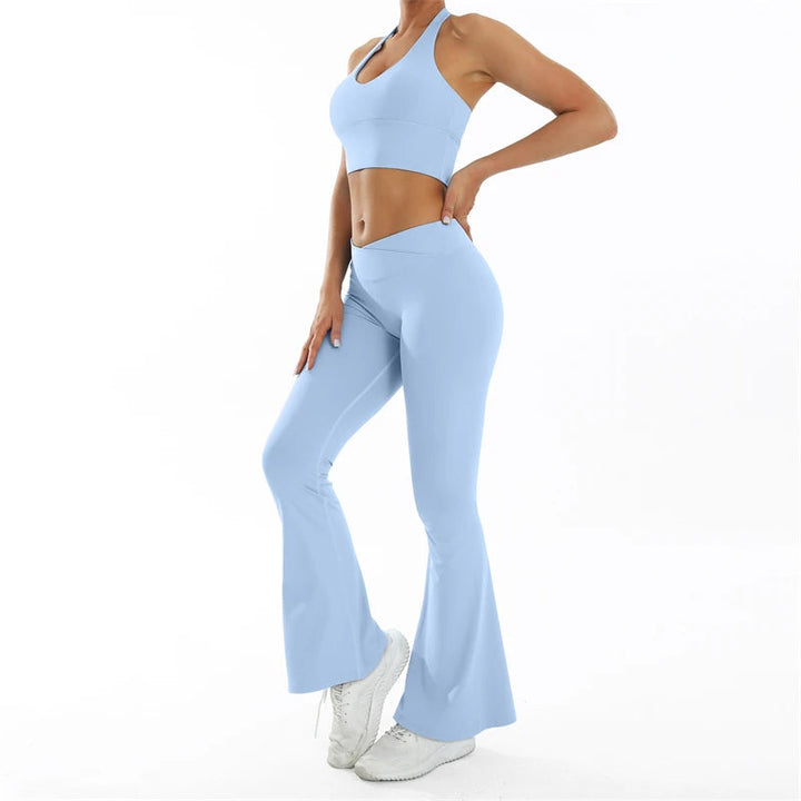 Scrunch Sports Suit Women's Yoga Set Gym Wear Sexy Sports Bras and Flared Leggings Sets Fitness Outfits Female Workout Clothes ATFH