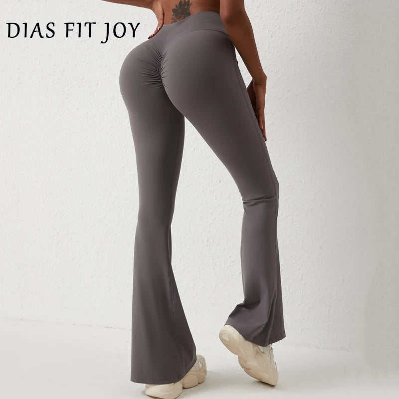 DIAS FIT JOY Peach flared pants for women's yoga high waisted and hip lifting tight pants wide leg fitness pants quick drying ATFH