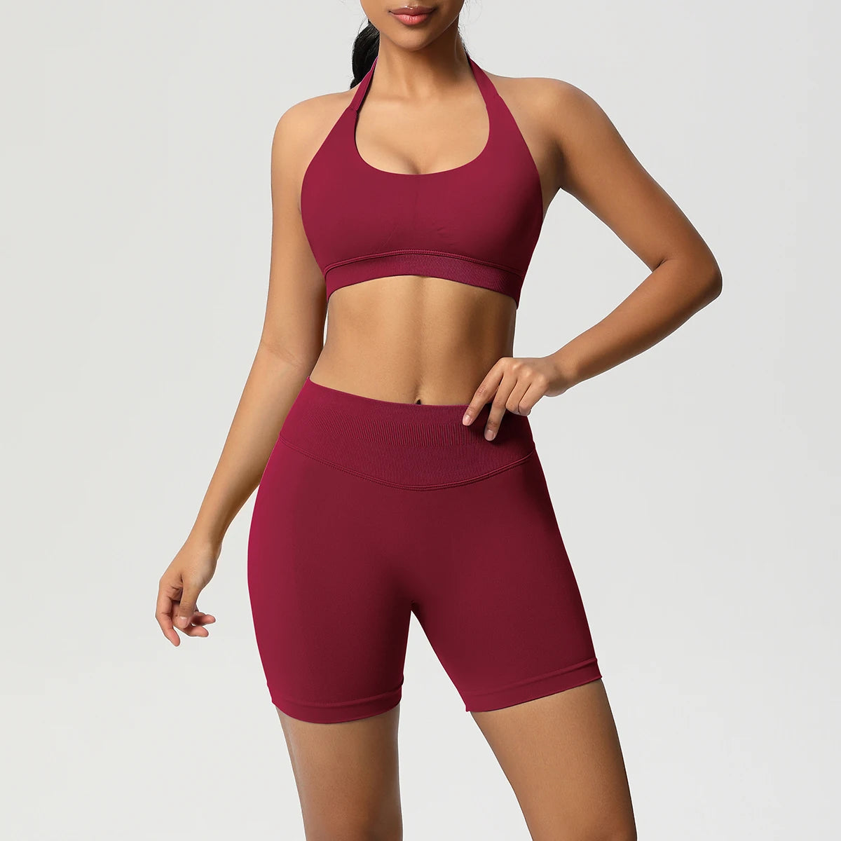 2PCS Sportswear Woman Sports Yoga Set Gym Clothes Yoga Suits For Women Tracksuits Sports Shorts Crossover Bra Gym Leggings - ATFH
