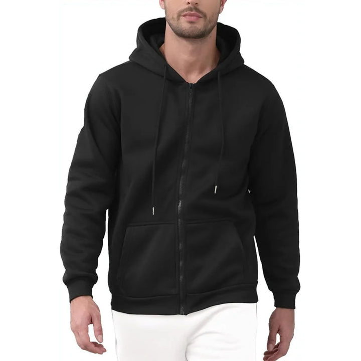 Autumn New Men's Hooded Sweatshirt Jacket Zipper Caidgan Solid Color Basic Simple Style Male Casual Streetwear Fashion Top - ATFH
