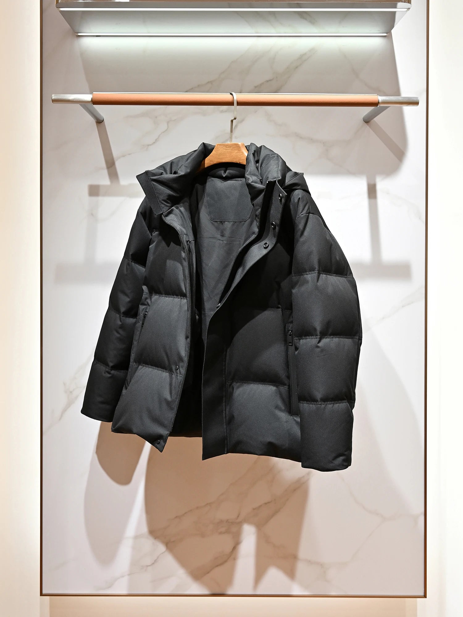 Men's Thickened Warm Detachable Hooded down Jacket 90% White Goose down Puffer Coat for Cold Weather