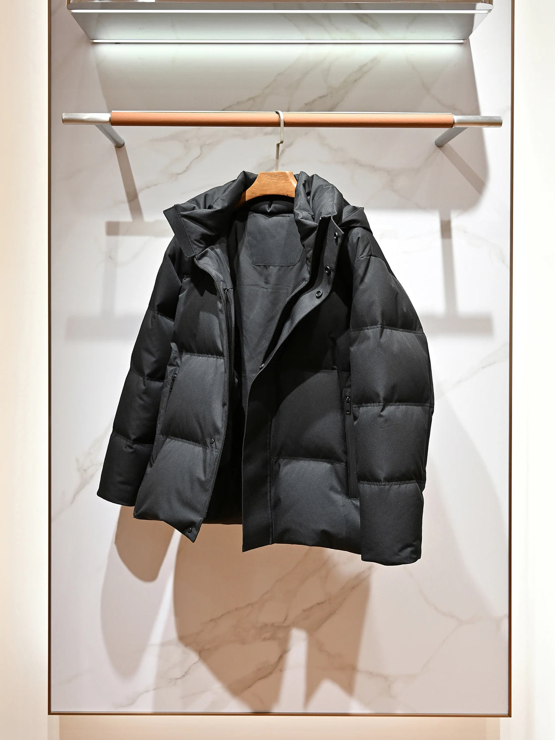 Men's Thickened Warm Detachable Hooded down Jacket 90% White Goose down Puffer Coat for Cold Weather