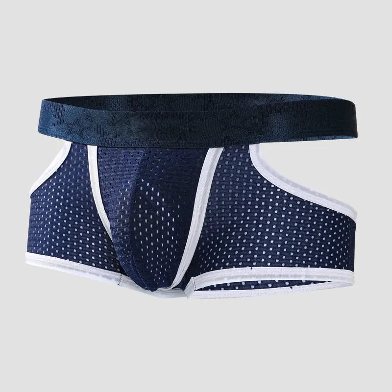 2PCS Men's Ice Silk Gun Bullet Split Panties Square Breathable Mesh Summer Thin Men's Sports Boxer Shorts Toe
