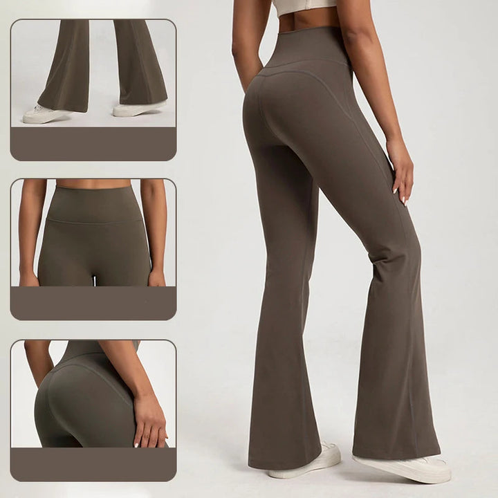 High-end Yoga Leggings Slim Yoga Pants High Waist Wide Leg Pants Bottoms Breathable Gym Casual Sports Bell Leggings Female ATFH