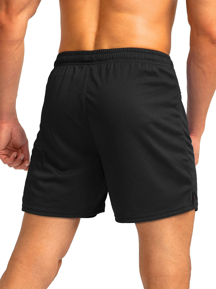 Men's running shorts with zippered pockets, quick-dry, suitable for gym workouts, 5-inch men's shorts