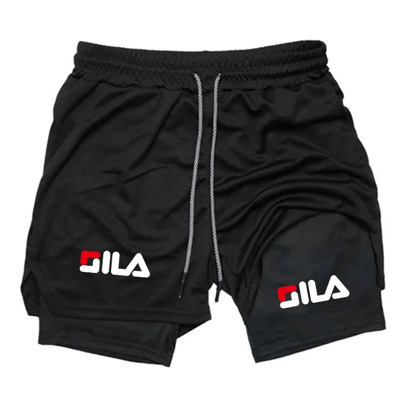 Men's hot selling 2-in-1 double-layer shorts, quick drying gym running training compression sports breathable shorts