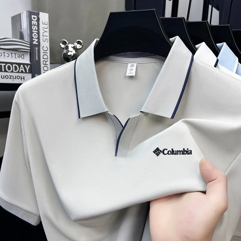 Luxury Quality Men's Original Letter Print Polo Shirt New Solid Color Lapel Short Sleeved T-shirt Business Casual Men's Clothing