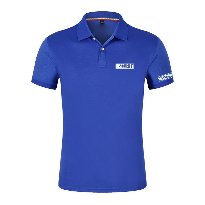 Insecurity Men's Short Sleeve Solid Color Polo Shirt Breathable Comfortable Elastic Top New Arrivals Casual Business Style