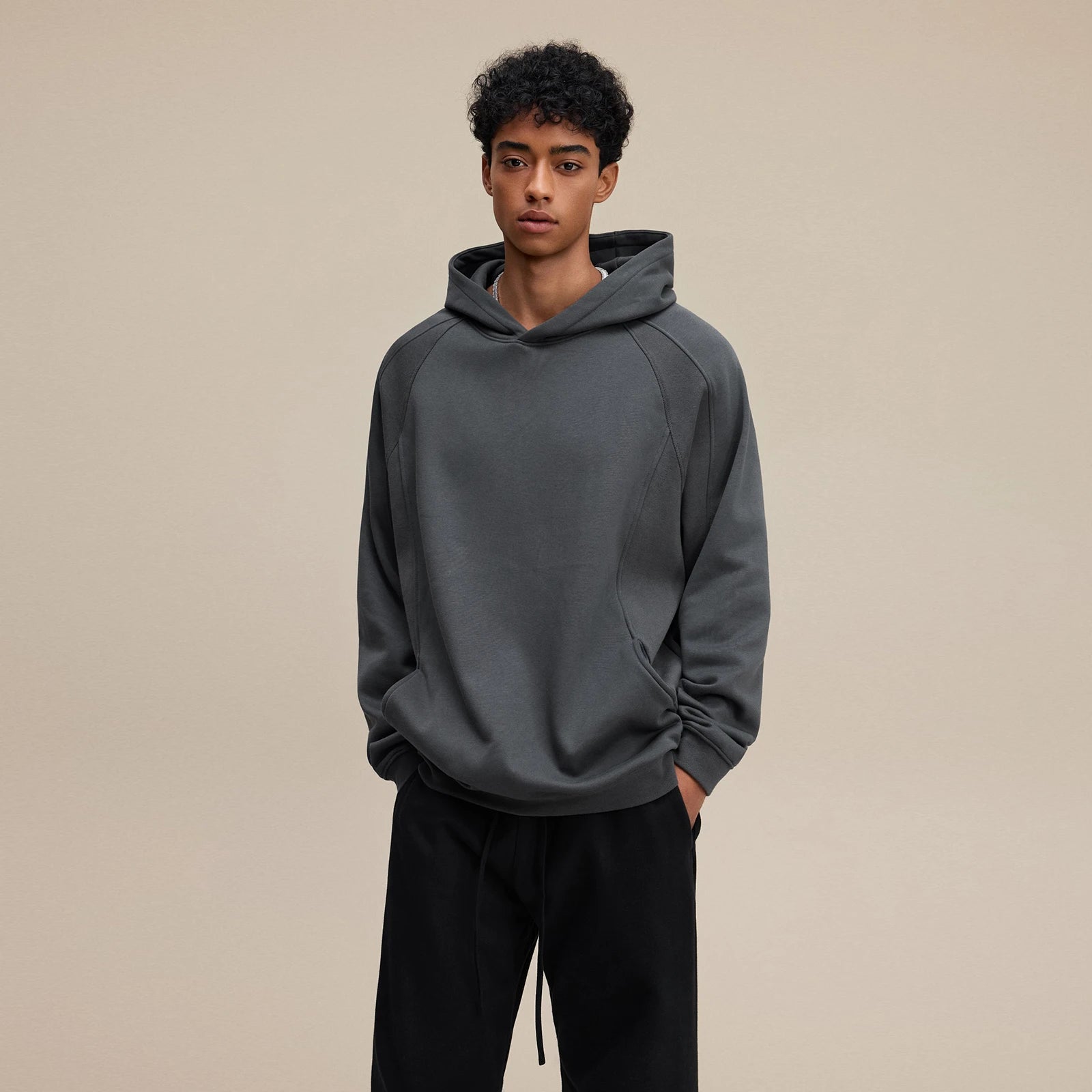 2025 Autumn Winter American Curved Colorblock Fleece Hoodie Men Streetwear Pullover Hoodies Long Sleeve with Pocket Oversized - ATFH
