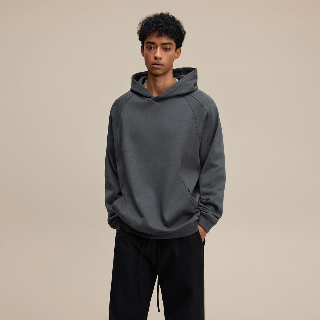 2025 Autumn Winter American Curved Colorblock Fleece Hoodie Men Streetwear Pullover Hoodies Long Sleeve with Pocket Oversized - ATFH