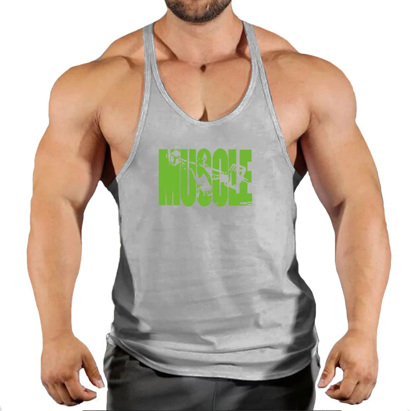 Hot Sale Gym Cotton Singlets Canotte Bodybuilding Stringer Tank Top NO PANI NO GAIN Fitness Shirt Muscle Guys Sleeveless Tanktop