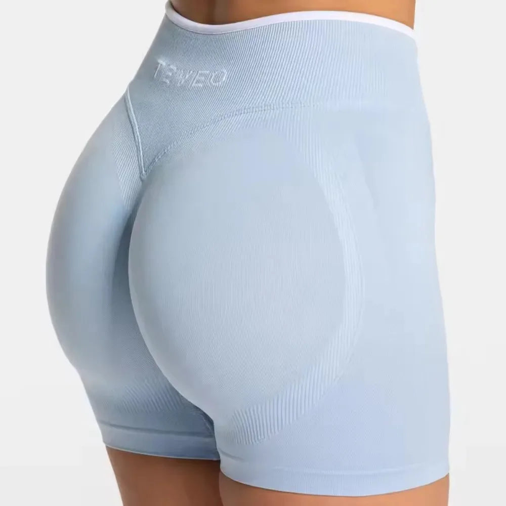 TEVEO Seamless Yoga Shorts for Outdoor Wear, Stylable Hip Lifters, Fitness & Workout Shorts Tahsi Fashion House