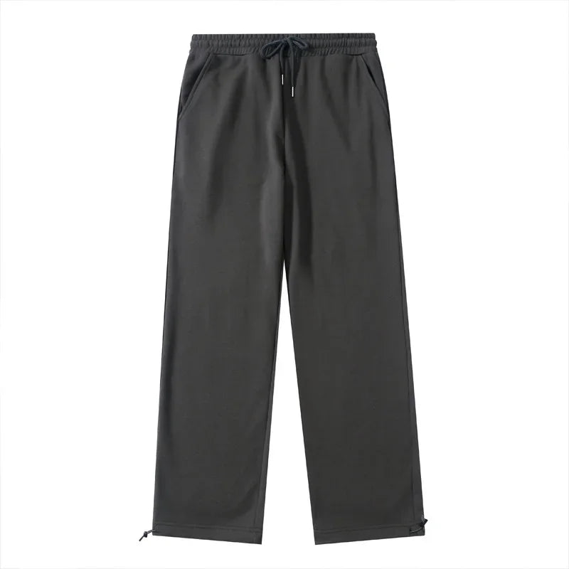 Korean version New Fashion Men’s Solid Color Casual Trendy Simple Basic Loose Drawstring Sports Trousers Male Clothes Pants
