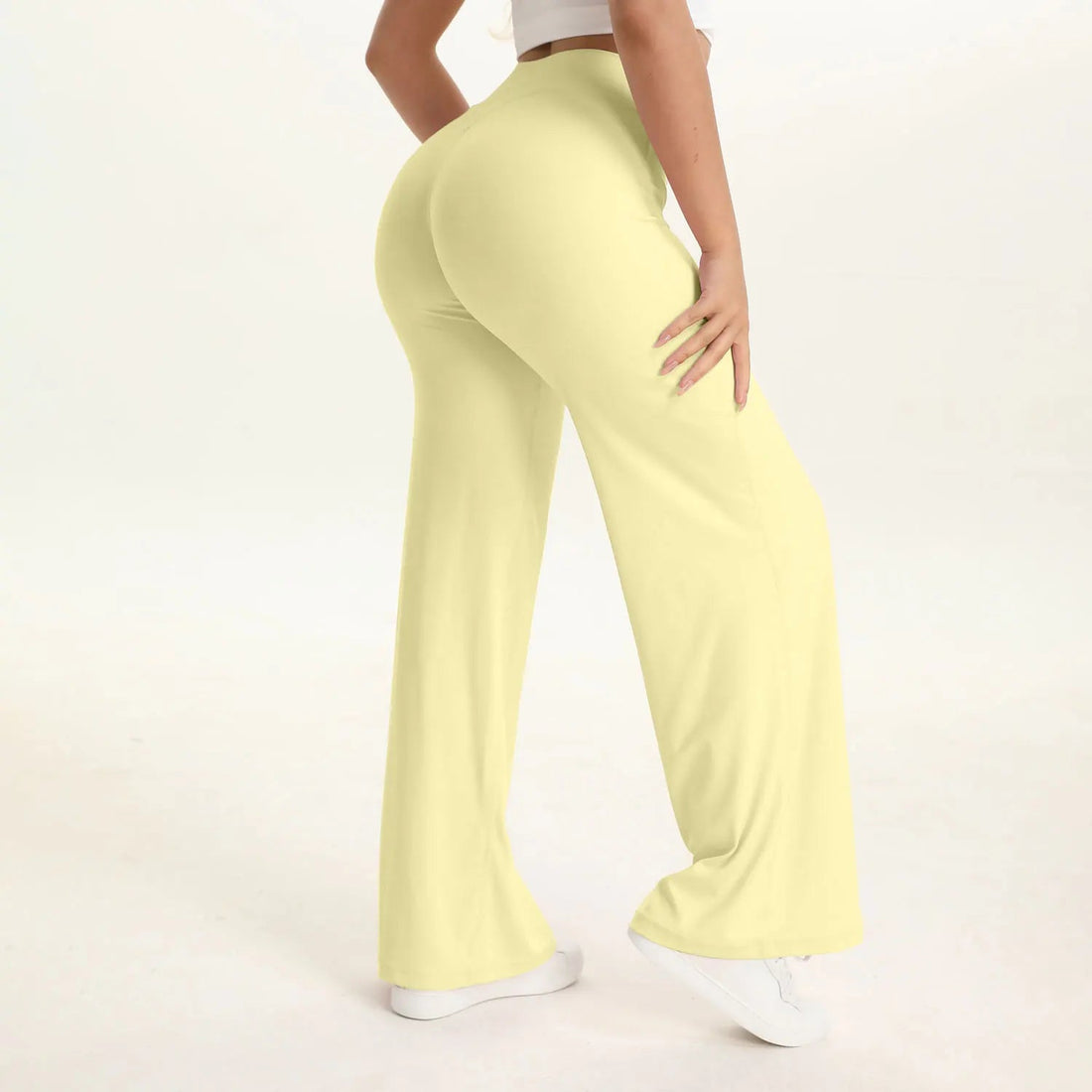 SoftMotion Straight Leg Bottoms Women's Mid-Waist Yoga Pants GYM Leggings Naked Feel Pilates Running Sports Trousers ATFH