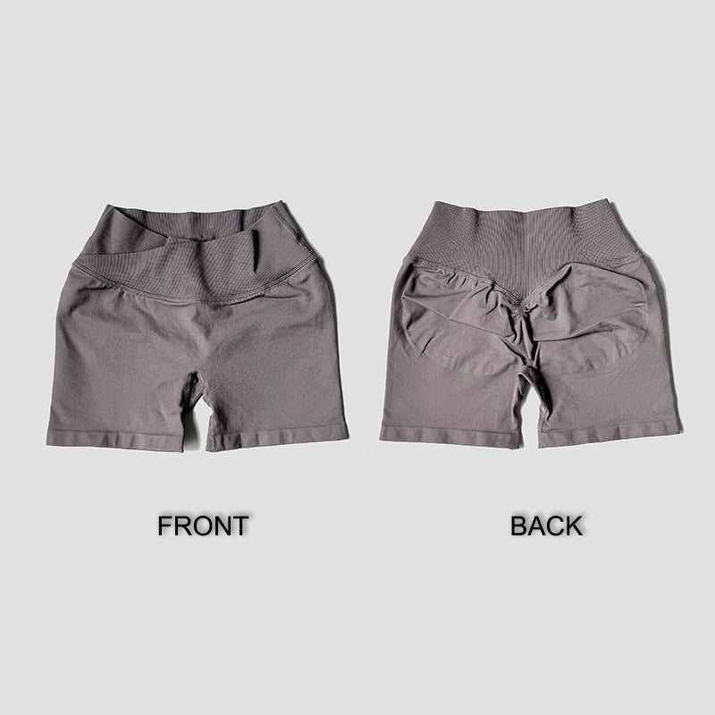 Summer High Waisted Training Workout Shorts Seamless Cross Waist Sexy Running Fitness Short Pants Solid Color Gym Leggings Tahsi Fashion House