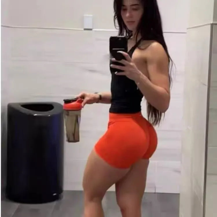 Seamless Sports Shorts Women Booty Yoga Shorts Quick Drying Fitness Tights Solid Workout Scrunch Customizable Lable