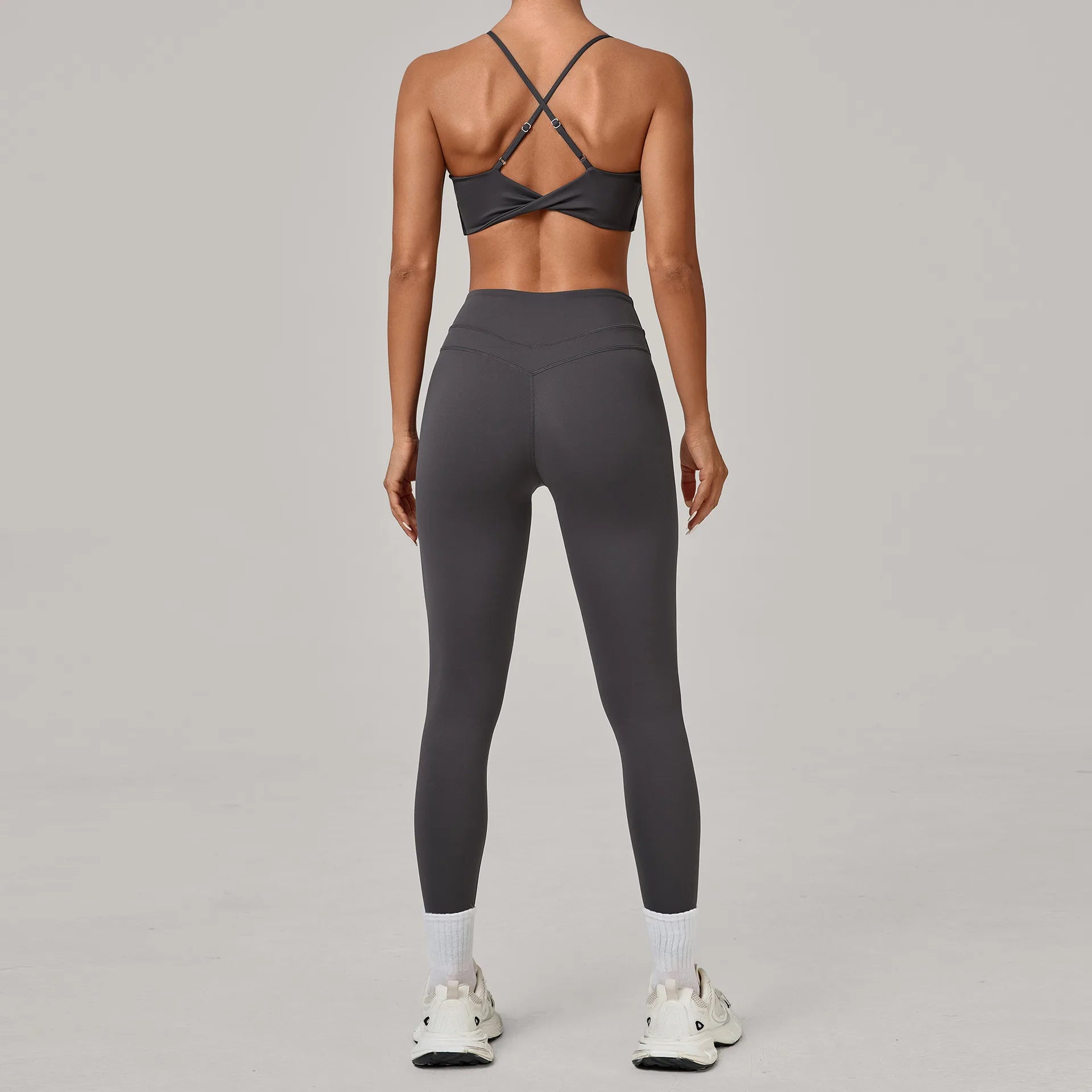 2PCS Adjustable Back Yoga Set Women Sportswear Workout Clothes Athletic Wear Gym Legging Fitness Twist Bra Sports Suit XP114 - ATFH