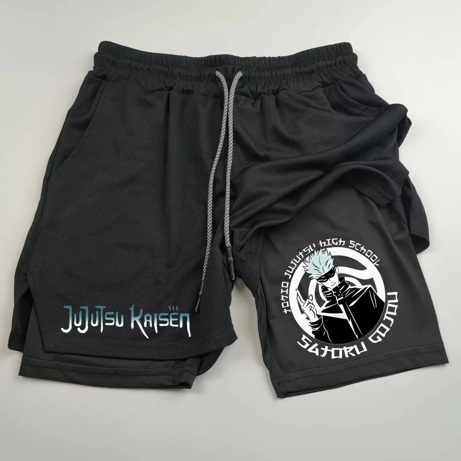 Double-Cover Sports Shorts Physical Training Men's Sportswear Bodybuilding Sho Anime Jujutsu Kaisen Gym Performance