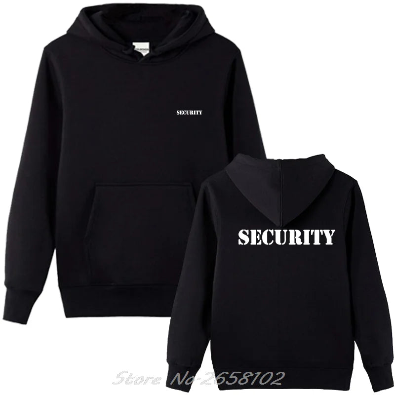 Security Men's Hoodie Event Staff Black Double Sided Men Fleece Hooded Jacket Sweatshirt Harajuku Streetwear - ATFH