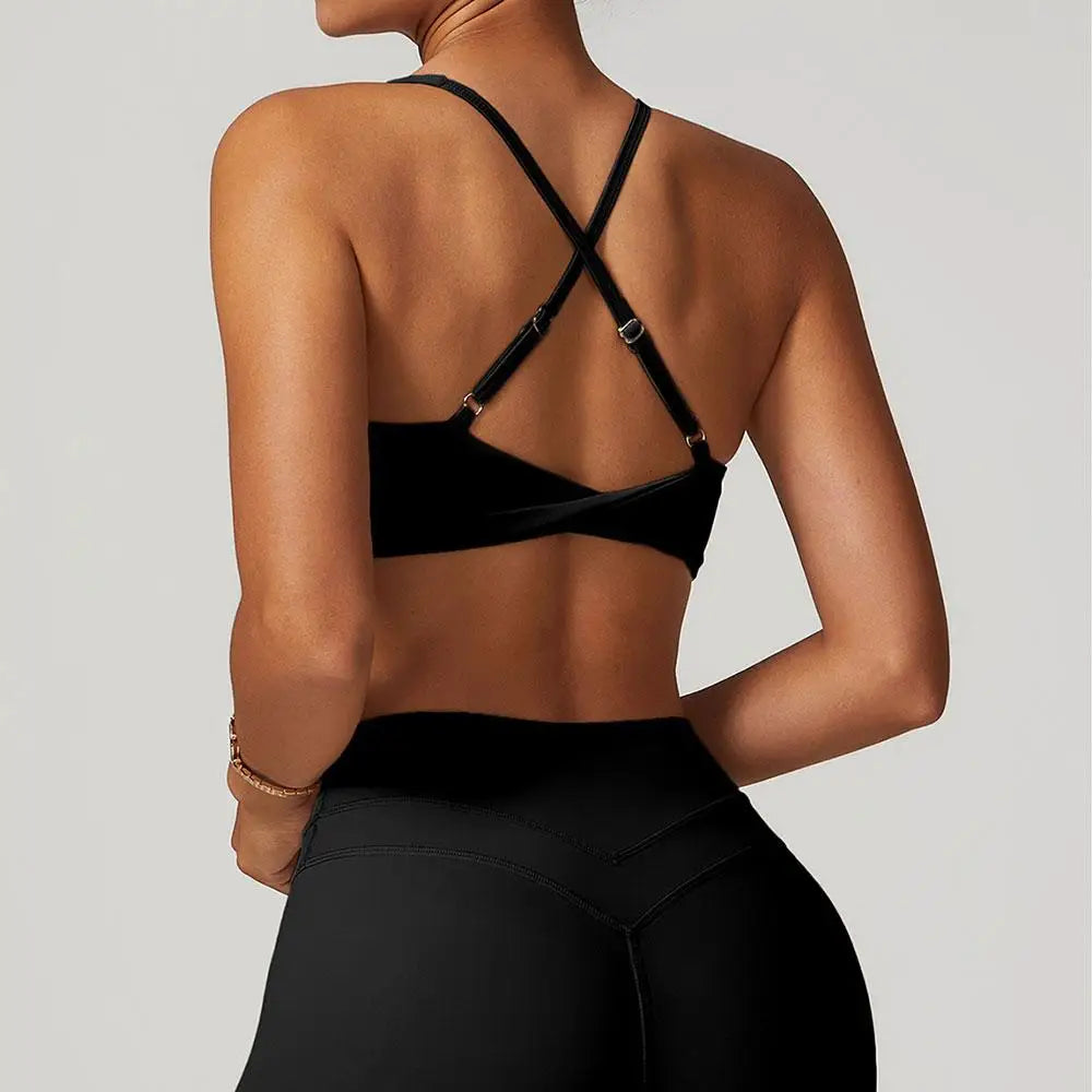 Women Sports Bra Women Fitness Bra Halter Sports Underwear Naked Feel Sexy Yoga Gym Push Up Workout Bra Padded Bralette Bathsuit - ATFH