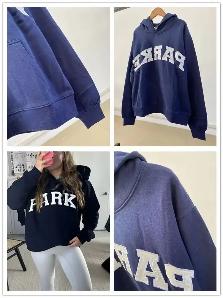 Women Vintage Long Sleeve Letters Embroidery Hoodies Top 2026 Spring New - ATFH