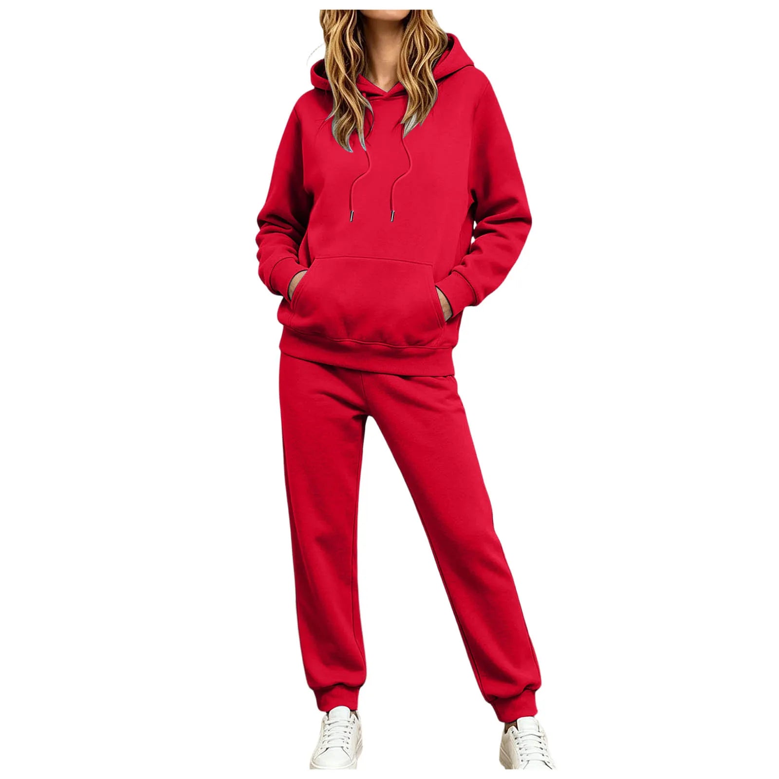 Autumn Winter Women Casual Hooded Tracksuit Long Sleeve Sweatshirt Matching Elastic Cuff Jogger Pants Soft Sport Female Clothes