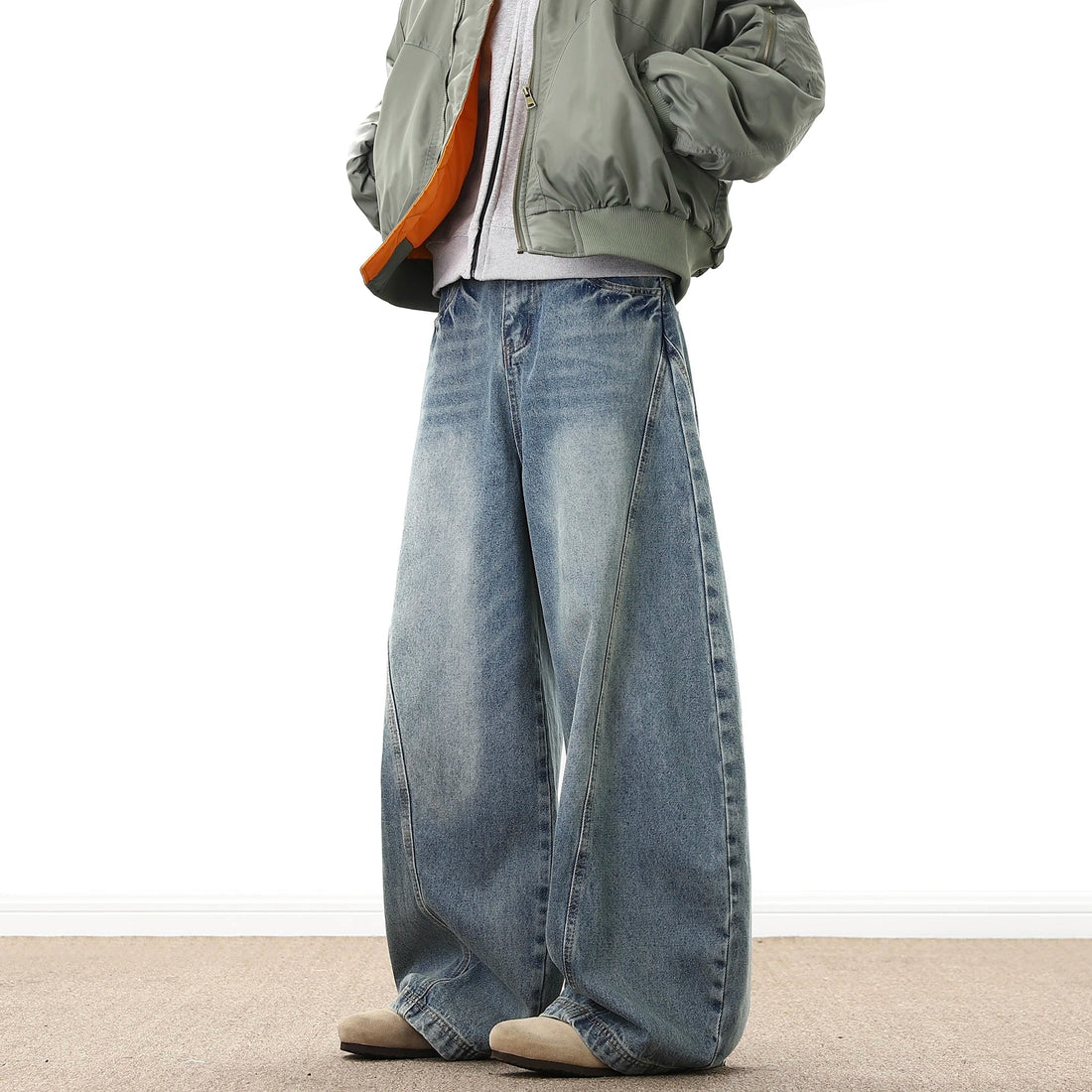 Wide Leg Denim Pants Male Loose Cowboy Mopping Trousers baggy Men's Jeans  Fashion Handsome Washed Streetwear Casual ATFH