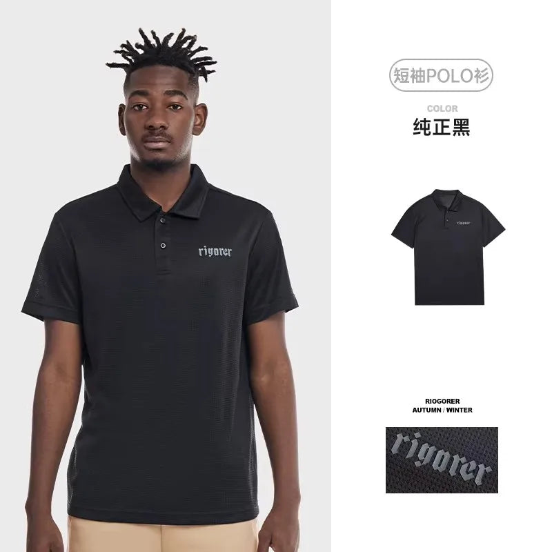 RIGORER Sports Polo Shirt Men's Short-sleeved Lapp T-shirt 2024 Summer New Casual Simple Breathable Base Shirt Sportswear