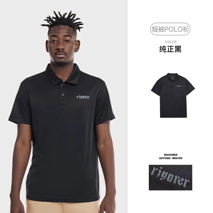 RIGORER Sports Polo Shirt Men's Short-sleeved Lapp T-shirt 2024 Summer New Casual Simple Breathable Base Shirt Sportswear