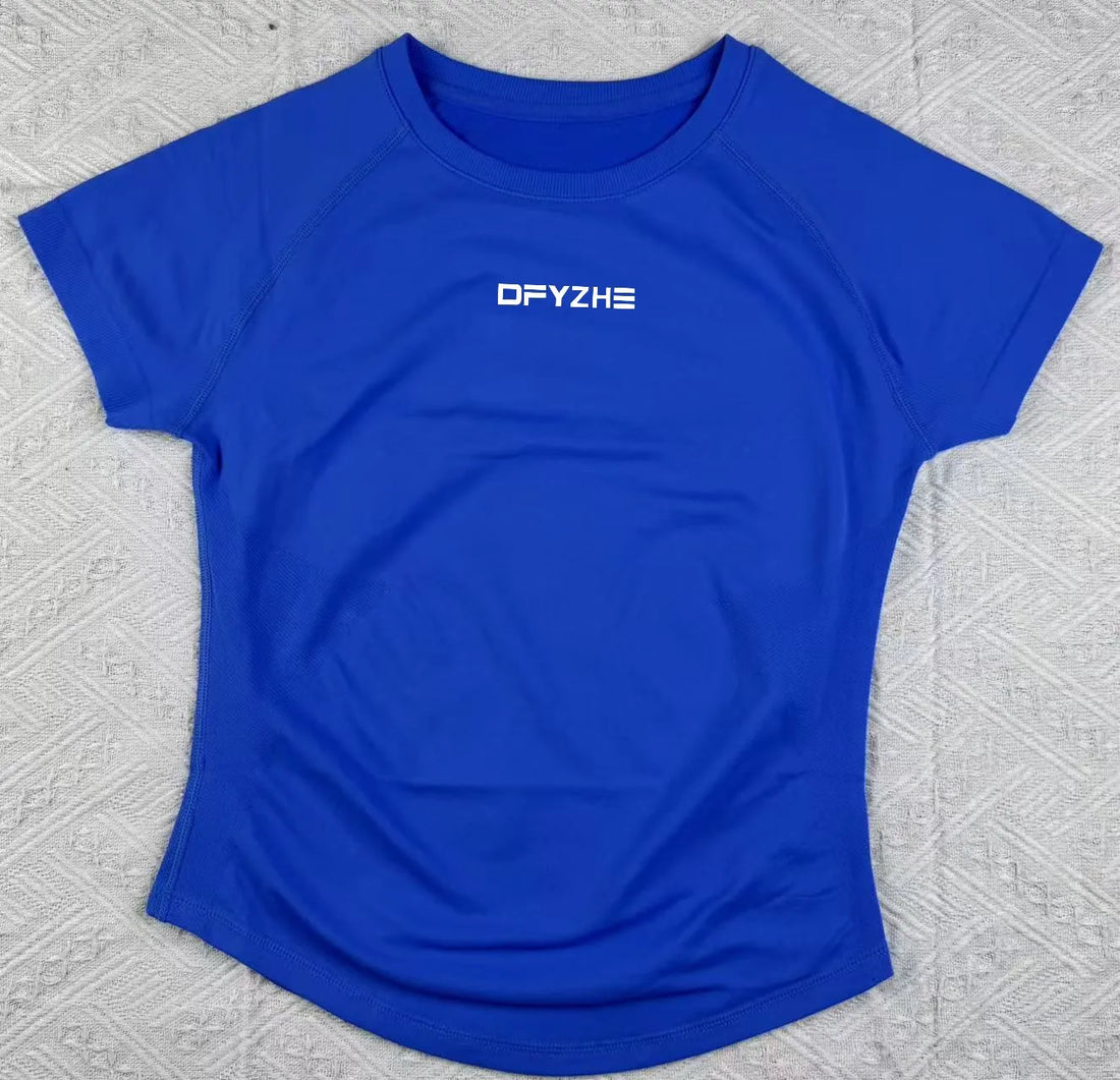 DFYZHE Impact Short Sleeve Top Women's Running Sports T-shirt Summer Short Sleeve Round Neck Elastic Yoga Fitness Top Breathable - ATFH