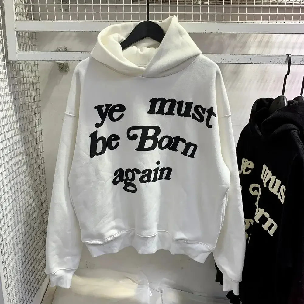 2024Fw Puff Print Kanye West Hoodie Men and Women 1:1 Pink Leaf Color Must Rebirth Hoodie Plus Size Pullover CPFM Sweatshirt - ATFH