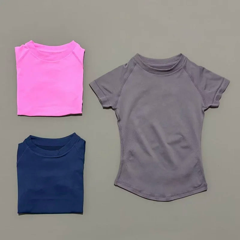 HISTELLO Sport Short Sleeve Top Seamless Yoga Leotard Clothing Women Running Sports T Shirt Workout Shirts Fitness Sports Vest - ATFH