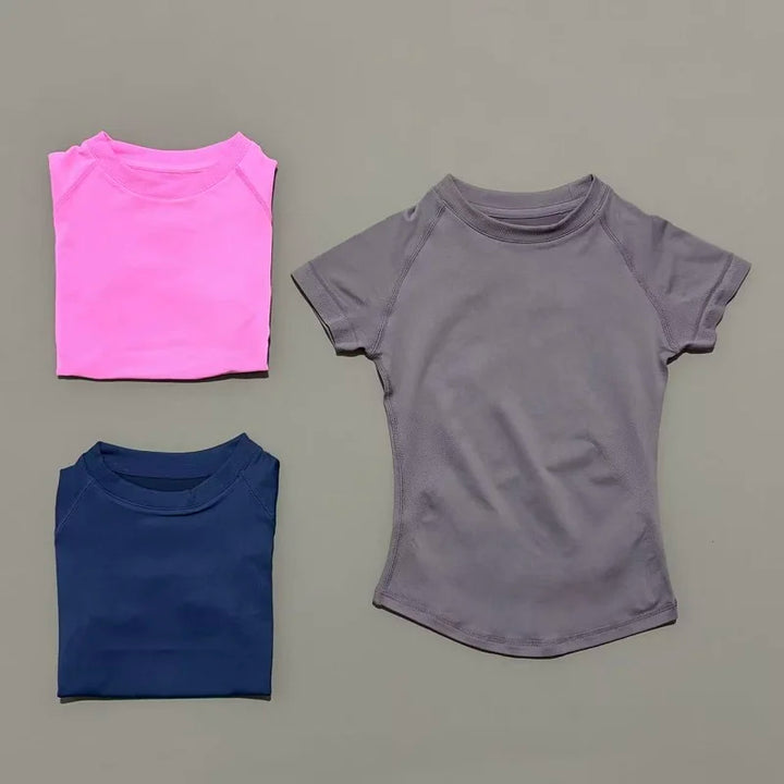 HISTELLO Sport Short Sleeve Top Seamless Yoga Leotard Clothing Women Running Sports T Shirt Workout Shirts Fitness Sports Vest - ATFH