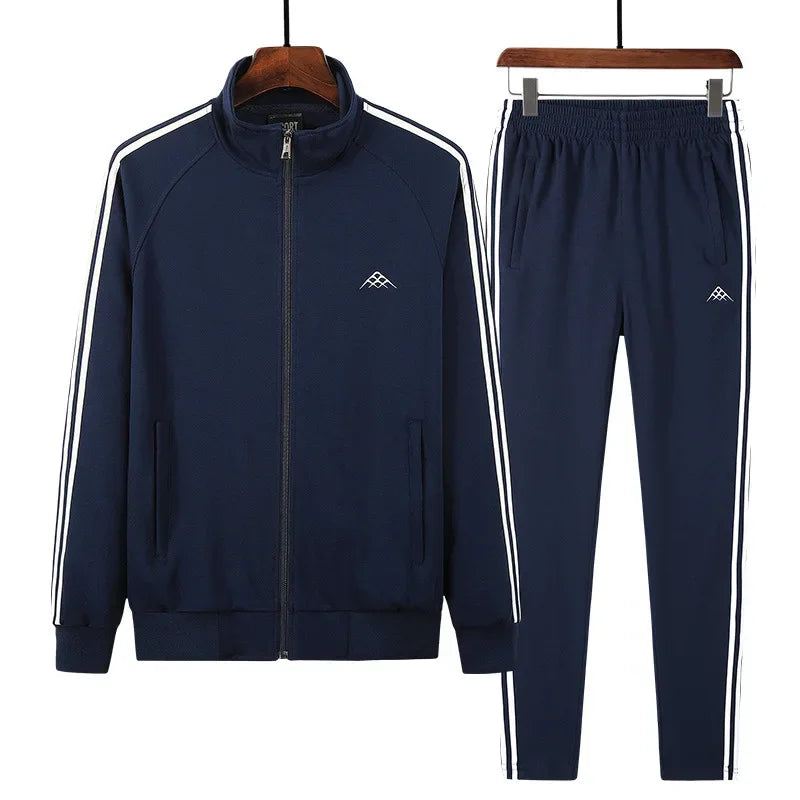 High Quality Cotton Mens Set Autumn Winter New Casual Male Tracksuit Jogger Sweatpants Sets Fashion Men Clothing Plus Size - ATFH