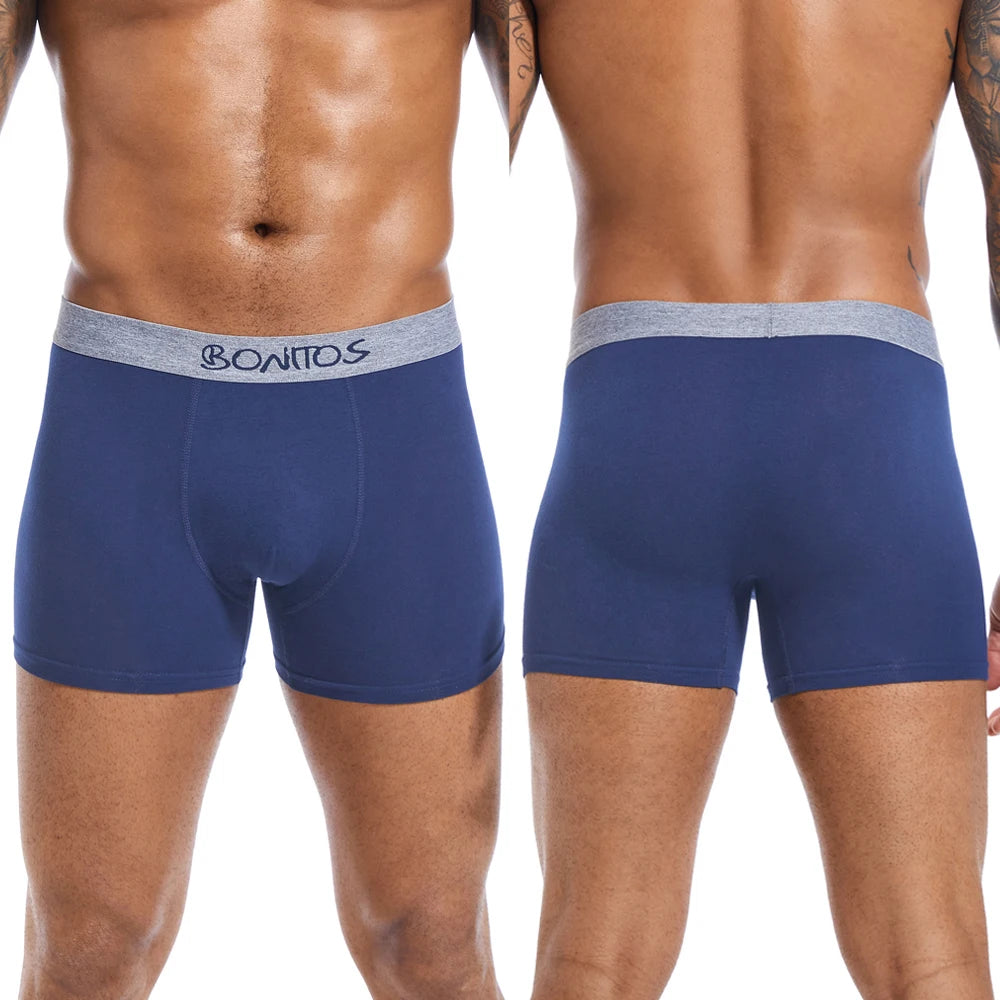 5pcs Men's Panties Cotton Boxer Briefs Letter Elastic Band Men Underpants Classic Solid Color Boxers Underwear For Man BONITOS