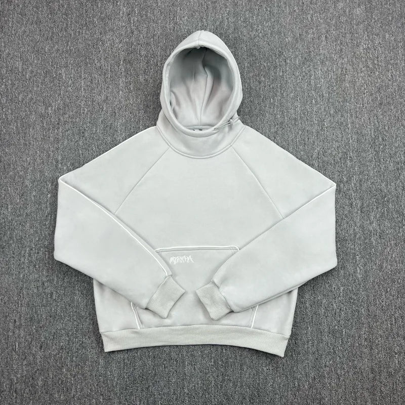 Mertra Patchwork Batwing Sleeve Embroidered Fleece-Lined Hoodie High-Street Relaxed-Fit Winter Jacket for Men and Women - ATFH