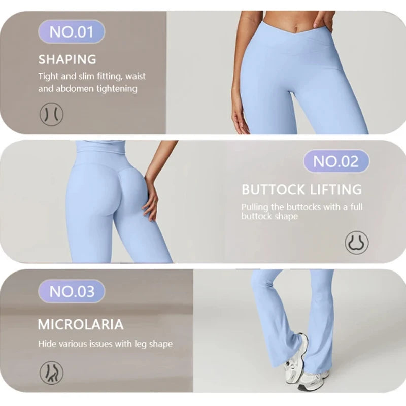 Scrunch Sports Suit Women's Yoga Set Gym Wear Sexy Sports Bras and Flared Leggings Sets Fitness Outfits Female Workout Clothes ATFH