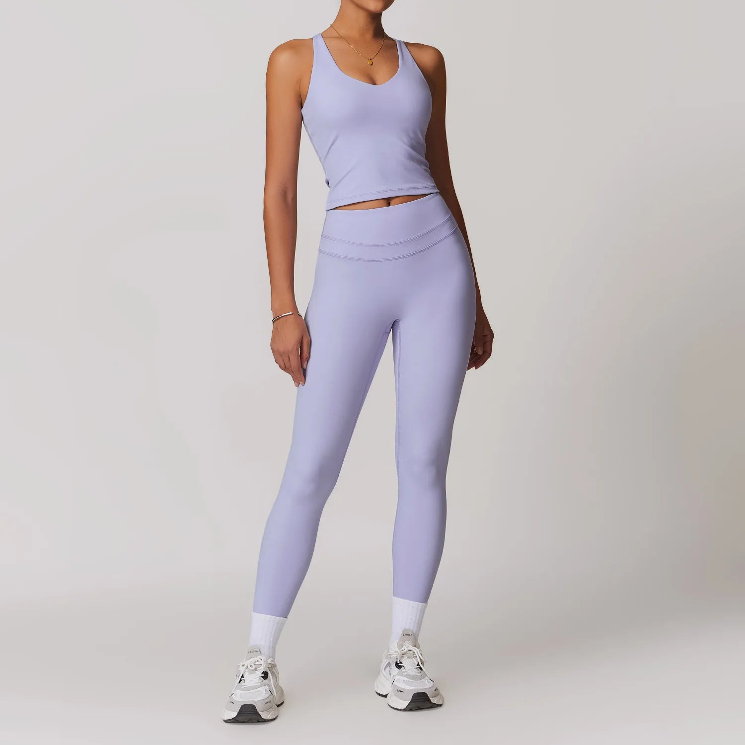 mikeyoga 2PCS Yoga Set Women Sportswear Workout Clothes Athletic Wear Gym Legging Fitness Bra Crop Top Short Sleeves Sports Suit - ATFH