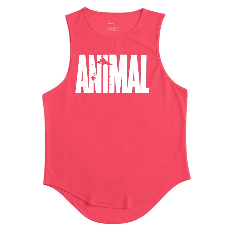 Men's Quick Drying Sleeveless shirt animal Bodybuilding Workout Tank Tops Muscle Fitness Shirts Male Gym Stringer Vest