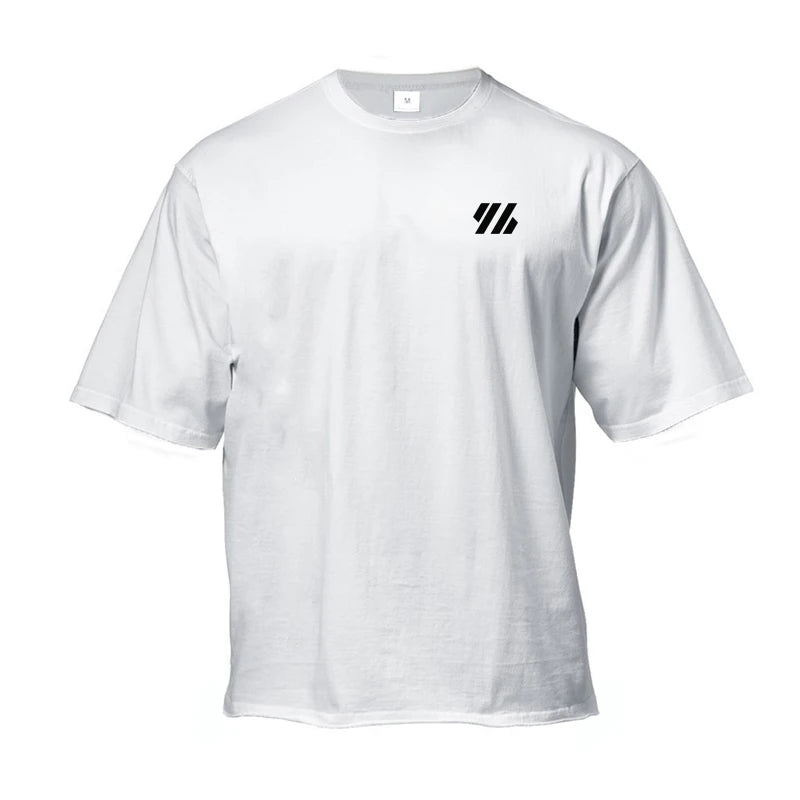 2026 Summer Trend Oversized T-shirt Breathable Cotton Blend Minimalist Geometric Logo Print Unisex Casual Short Sleeve Tee ATFH
