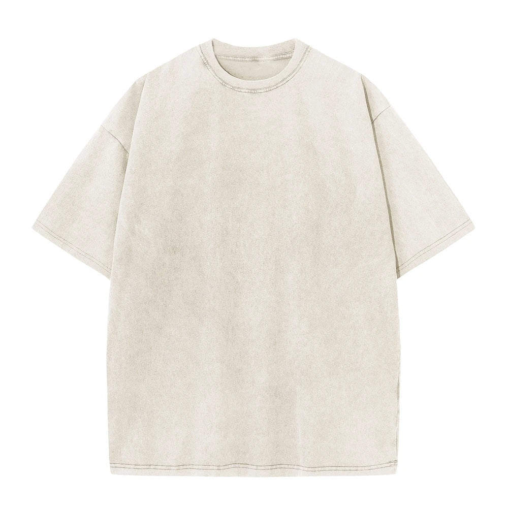 Washed T-Shirt 230G 100Cotton Solid Oversized Loose Fitness Mens Tee Tops Dropped Shoulders Short Sleeve Gym Bodybuilding Shirts ATFH