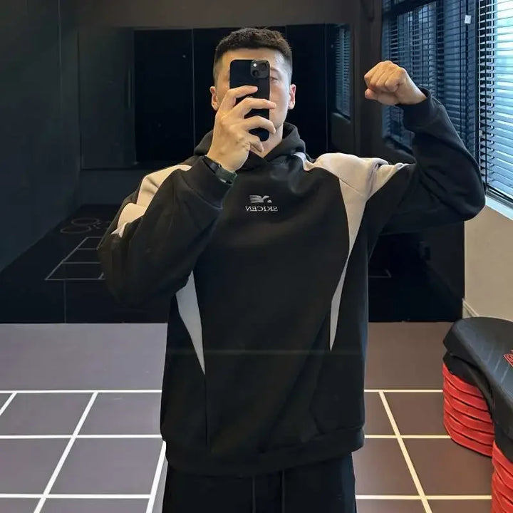 Large Size Men's Heavy Thick Hooded Sports Men's American Retro Training Long-sleeved Autumn and Winter Sweatshirt - ATFH