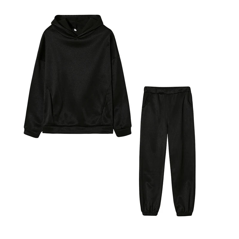 Monochrome Hooded Hoodie Set Casual Two-Piece Set European and American New Fashion Hot Selling 2025 Autumn and Winter