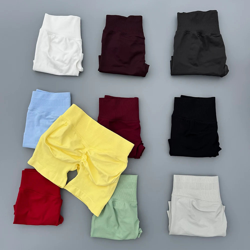 SWEAT UNDFYNE Shorts 4.5" Women Fitness Sports Biker Shorts Low Ribbed Band Gym Workout Scrunch Butt Yoga Seamless Leggings