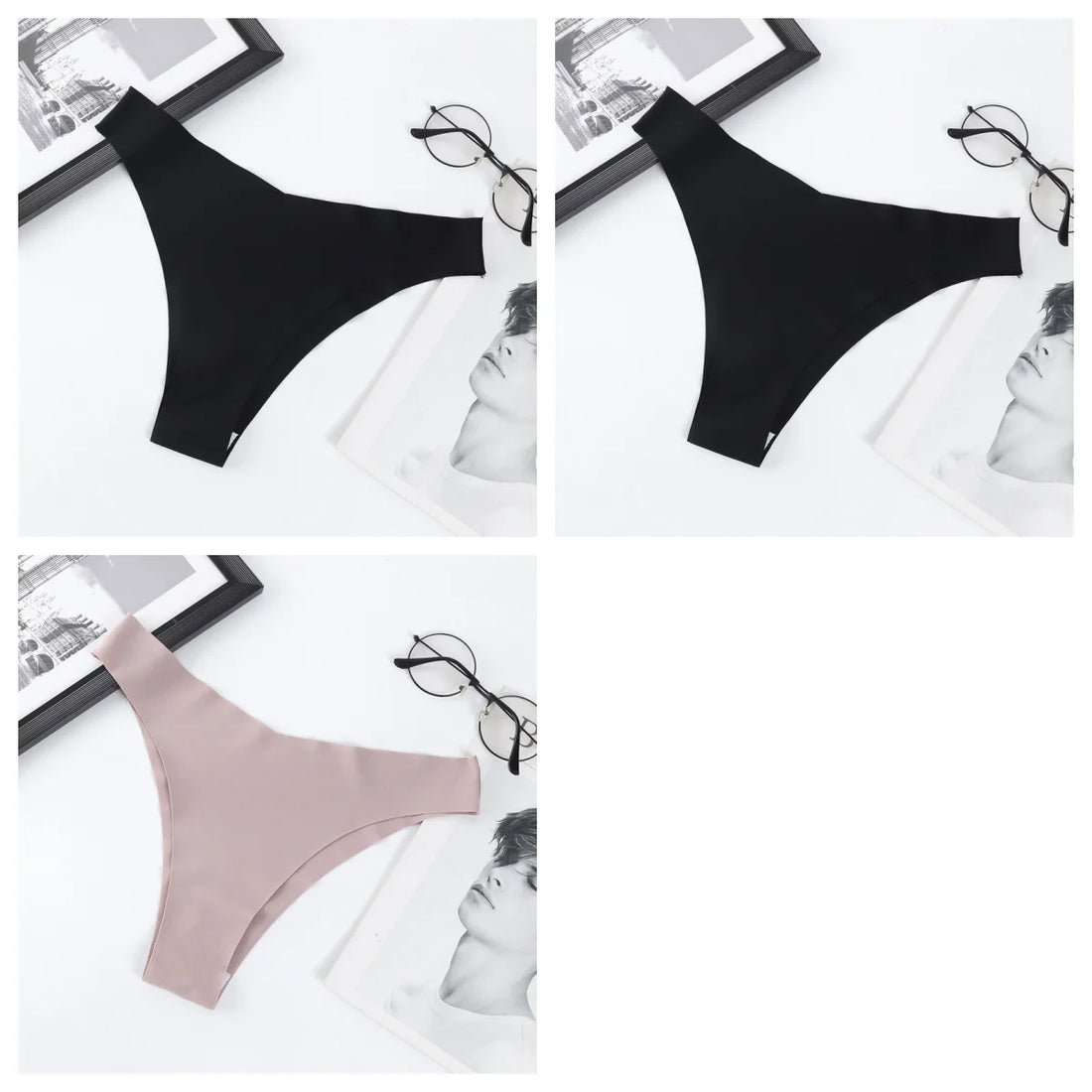 3Pcs/Set Women Ice Silk Panties V-Waist Low Rise Briefs Seamless Underwear Female Quick-Drying Underpants Sexy Lingerie S-L