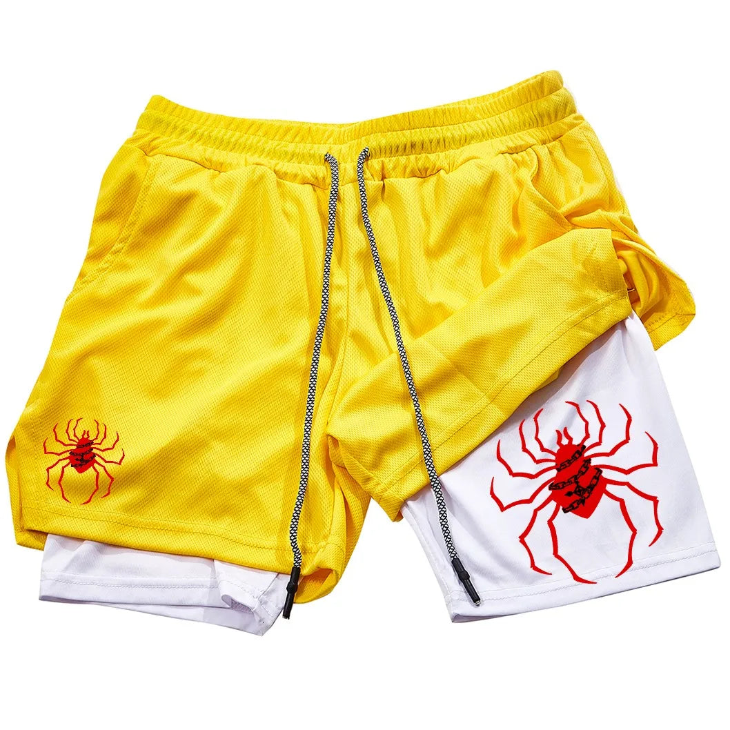 Anime Hunter X Hunter Performance Shorts for Men Breathable Spider Gym Shorts Summer Sports Fitness Workout Jogging Short Pants