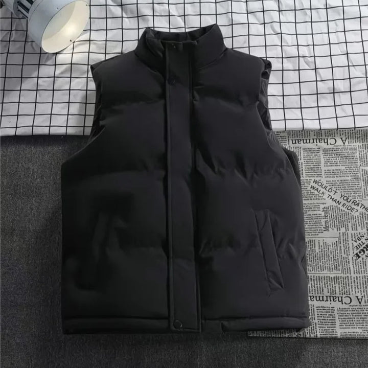 2025 Winter Thickened Cotton Vest for Men Loose Fitting Sleeveless Standing Collar Waistcoat Warm Trendy Outdoor Casual Jacket