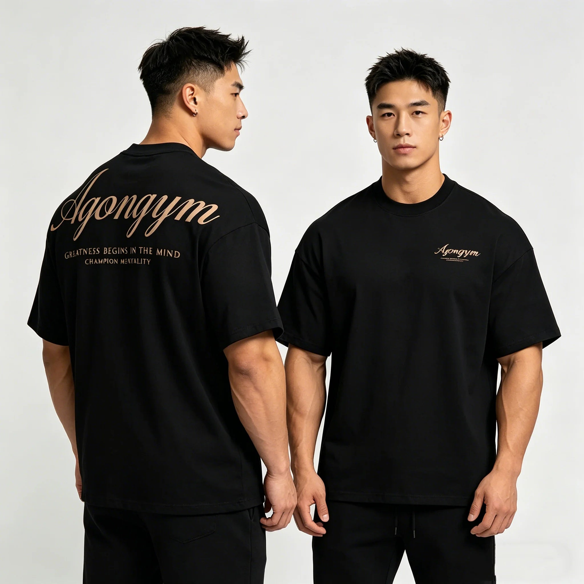 AGONGYM Oversized Loose Summer T-Shirts Short Sleeve Sport Shirts Gym Bodybuilding Fitness Mens Workout Casual Clothing