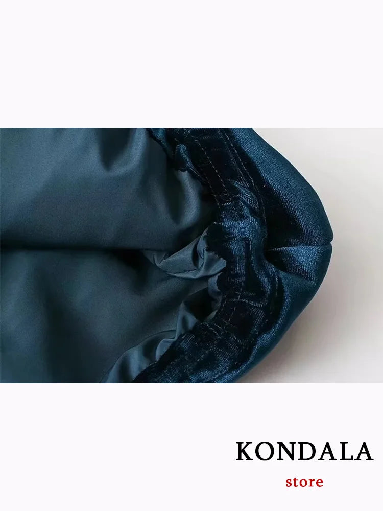 KONDALA Vintage Casual Women Jackets Solid O Neck Zipper Pocket Velvet Coats New Fashion 2023 Autumn Winter Thick Warm Outwears ATFH